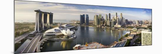 The Helix Bridge and Marina Bay Sands, Elevated View Over  Singapore. Marina Bay, Singapore-Gavin Hellier-Mounted Photographic Print