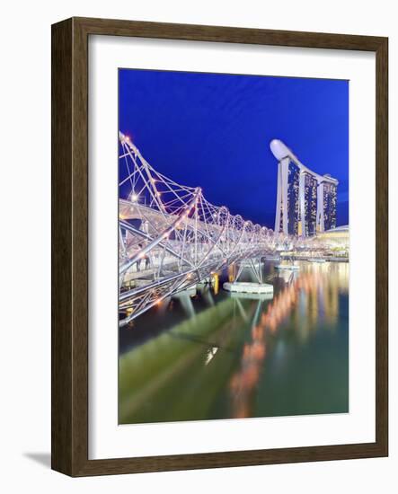 The Helix Bridge and Marina Bay Sands, Marina Bay, Singapore-Gavin Hellier-Framed Photographic Print