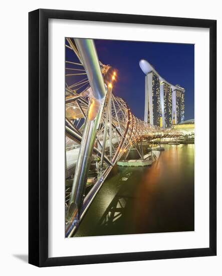 The Helix Bridge and Marina Bay Sands, Marina Bay, Singapore-Gavin Hellier-Framed Photographic Print