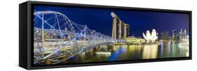 The Helix Bridge and Marina Bay Sands, Marina Bay, Singapore-Gavin Hellier-Framed Stretched Canvas