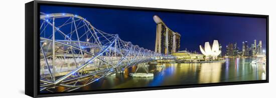 The Helix Bridge and Marina Bay Sands, Marina Bay, Singapore-Gavin Hellier-Framed Stretched Canvas