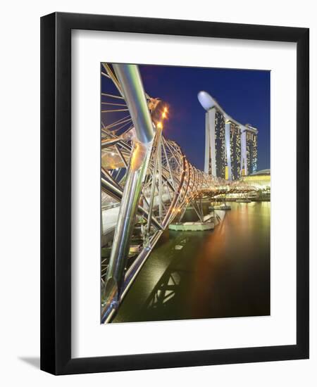 The Helix Bridge and Marina Bay Sands, Marina Bay, Singapore-Gavin Hellier-Framed Photographic Print