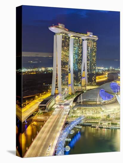 The Helix Bridge and Marina Bay Sands Singapore at Night, Marina Bay, Singapore, Southeast Asia-Gavin Hellier-Stretched Canvas