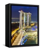 The Helix Bridge and Marina Bay Sands Singapore at Night, Marina Bay, Singapore, Southeast Asia-Gavin Hellier-Framed Stretched Canvas