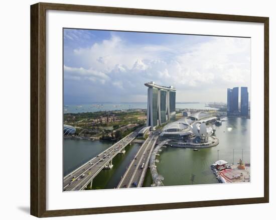 The Helix Bridge and Marina Bay Sands Singapore, Marina Bay, Singapore, Southeast Asia, Asia-Gavin Hellier-Framed Photographic Print