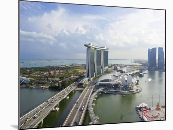 The Helix Bridge and Marina Bay Sands Singapore, Marina Bay, Singapore, Southeast Asia, Asia-Gavin Hellier-Mounted Photographic Print