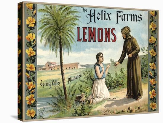 The Helix Farms Brand - California - Citrus Crate Label-Lantern Press-Stretched Canvas