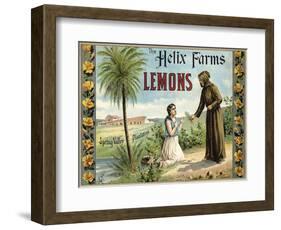 The Helix Farms Brand - California - Citrus Crate Label-Lantern Press-Framed Art Print