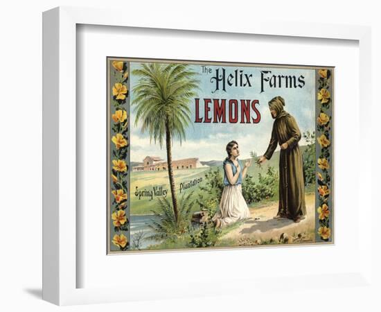 The Helix Farms Brand - California - Citrus Crate Label-Lantern Press-Framed Art Print