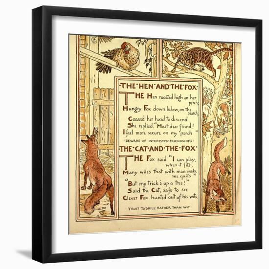 The Hen and the Fox the Cat and the Fox-null-Framed Giclee Print