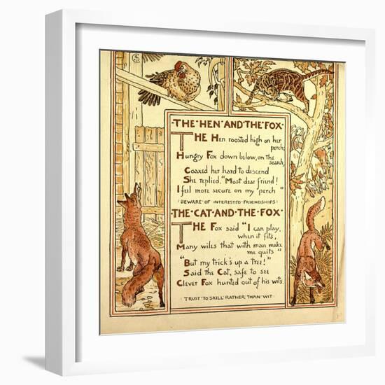 The Hen and the Fox the Cat and the Fox-null-Framed Giclee Print