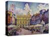 The Herb Market, Verona; La Place Aux Herbes, Verone-Paul Signac-Stretched Canvas