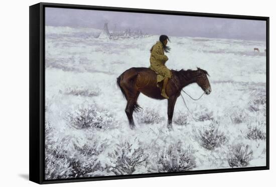 The Herd Boy. Date/Period: 1900 - 1910. Painting. Oil on canvas Oil on canvas. Height: 689.10 mm...-Frederic Remington-Framed Stretched Canvas