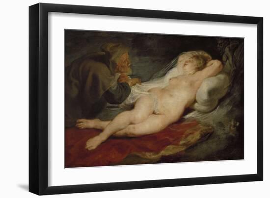 The Hermit and Sleeping Angelica-Peter Paul Rubens-Framed Giclee Print