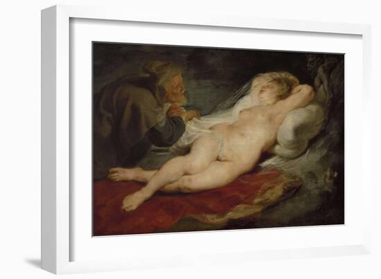 The Hermit and Sleeping Angelica-Peter Paul Rubens-Framed Giclee Print