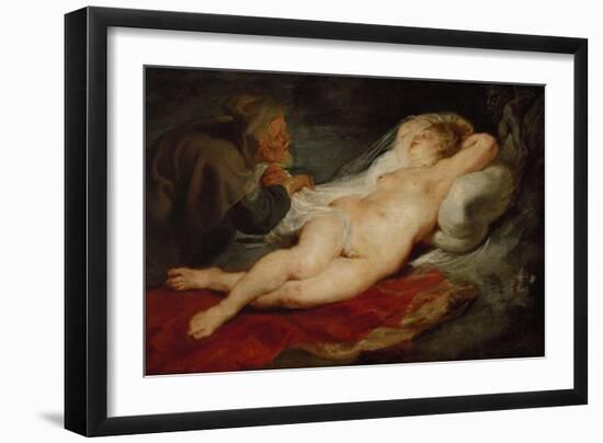 The Hermit and Sleeping Angelica-Peter Paul Rubens-Framed Giclee Print