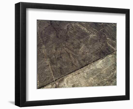 The Heron Geoglyph, aerial view, Nazca, UNESCO World Heritage Site, Ica Region, Peru, South America-Karol Kozlowski-Framed Photographic Print