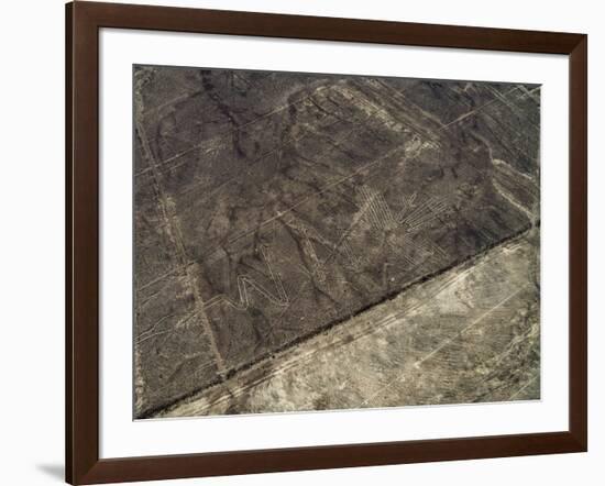 The Heron Geoglyph, aerial view, Nazca, UNESCO World Heritage Site, Ica Region, Peru, South America-Karol Kozlowski-Framed Photographic Print