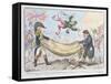 The High Flying Candidate (I.E Little Paul Goose) Mounting from a Blanket, Published by Hannah…-James Gillray-Framed Stretched Canvas