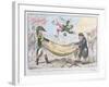 The High Flying Candidate (I.E Little Paul Goose) Mounting from a Blanket, Published by Hannah…-James Gillray-Framed Giclee Print