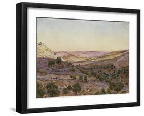The Hills of Moab and the Valley of Hinnom, 1854 (Watercolour and Bodycolour)-Thomas Seddon-Framed Giclee Print