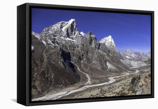 The Himalayan Peaks of Taboche and Arakam Tse Above the Chola Valley in Sagarmatha National Park-John Woodworth-Framed Stretched Canvas