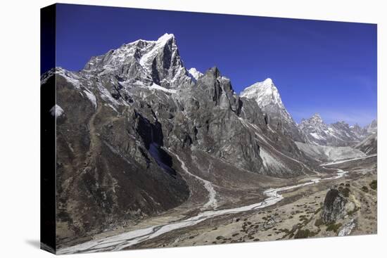 The Himalayan Peaks of Taboche and Arakam Tse Above the Chola Valley in Sagarmatha National Park-John Woodworth-Stretched Canvas