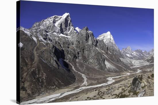 The Himalayan Peaks of Taboche and Arakam Tse Above the Chola Valley in Sagarmatha National Park-John Woodworth-Stretched Canvas