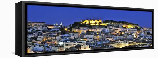 The Historical Centre and the Sao Jorge Castle at Dusk, Lisbon, Portugal-Mauricio Abreu-Framed Stretched Canvas