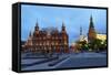 The Historical Museum on Red Square and the Kremlin at Night, Moscow, Russia, Europe-Martin Child-Framed Stretched Canvas