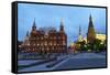 The Historical Museum on Red Square and the Kremlin at Night, Moscow, Russia, Europe-Martin Child-Framed Stretched Canvas