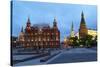 The Historical Museum on Red Square and the Kremlin at Night, Moscow, Russia, Europe-Martin Child-Stretched Canvas