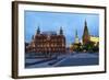 The Historical Museum on Red Square and the Kremlin at Night, Moscow, Russia, Europe-Martin Child-Framed Photographic Print