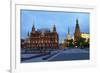 The Historical Museum on Red Square and the Kremlin at Night, Moscow, Russia, Europe-Martin Child-Framed Photographic Print