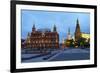 The Historical Museum on Red Square and the Kremlin at Night, Moscow, Russia, Europe-Martin Child-Framed Photographic Print