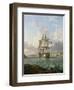 The HMS 'Britannia', a 120-Gun Ship, Built in 1820, Leaving a Port in the Mediterranean, Probably T-Lieutenant Robert Strickland Thomas-Framed Giclee Print