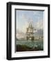 The HMS 'Britannia', a 120-Gun Ship, Built in 1820, Leaving a Port in the Mediterranean, Probably T-Lieutenant Robert Strickland Thomas-Framed Giclee Print