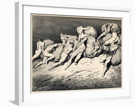 The Hoarders and Wasters. Illustration to the Divine Comedy by Dante Alighieri, 1857-Gustave Doré-Framed Giclee Print