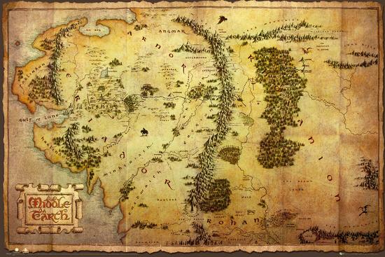 The Hobbit-Map-null-Lamina Framed Poster