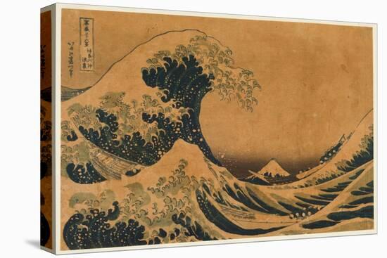 The Hollow of the Deep-Sea Wave off Kanaga (Colour Woodblock Print)-Katsushika Hokusai-Stretched Canvas