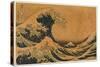 The Hollow of the Deep-Sea Wave off Kanaga (Colour Woodblock Print)-Katsushika Hokusai-Stretched Canvas