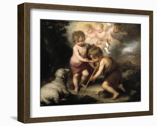 The Holy Children with a Shell, 1670-1675-Bartolomé Esteban Murillo-Framed Giclee Print