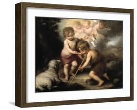 The Holy Children with a Shell, 1670-1675-Bartolomé Esteban Murillo-Framed Giclee Print