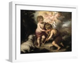 The Holy Children with a Shell, 1670-1675-Bartolomé Esteban Murillo-Framed Giclee Print