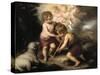 The Holy Children with a Shell, 1670-1675-Bartolomé Esteban Murillo-Stretched Canvas