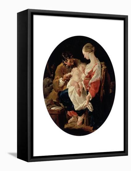 The Holy Family, 18th Century-Noel Halle-Framed Stretched Canvas