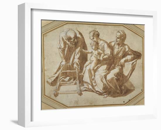 The Holy Family and St Anne with the Christ Child About to Be Taught to Walk-Giulio Romano-Framed Giclee Print