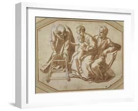 The Holy Family and St Anne with the Christ Child About to Be Taught to Walk-Giulio Romano-Framed Giclee Print