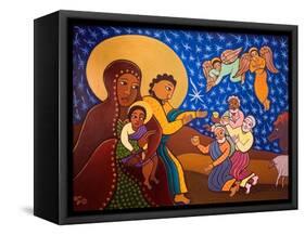 The Holy Family at Nativity, 2007-Laura James-Framed Stretched Canvas