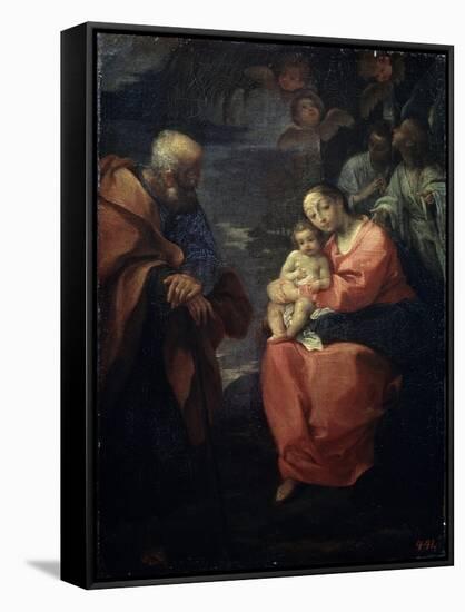 The Holy Family Beneath a Palm Tree, (Rest on the Flight into Egyp), Late 16th Century-Lodovico Carracci-Framed Stretched Canvas